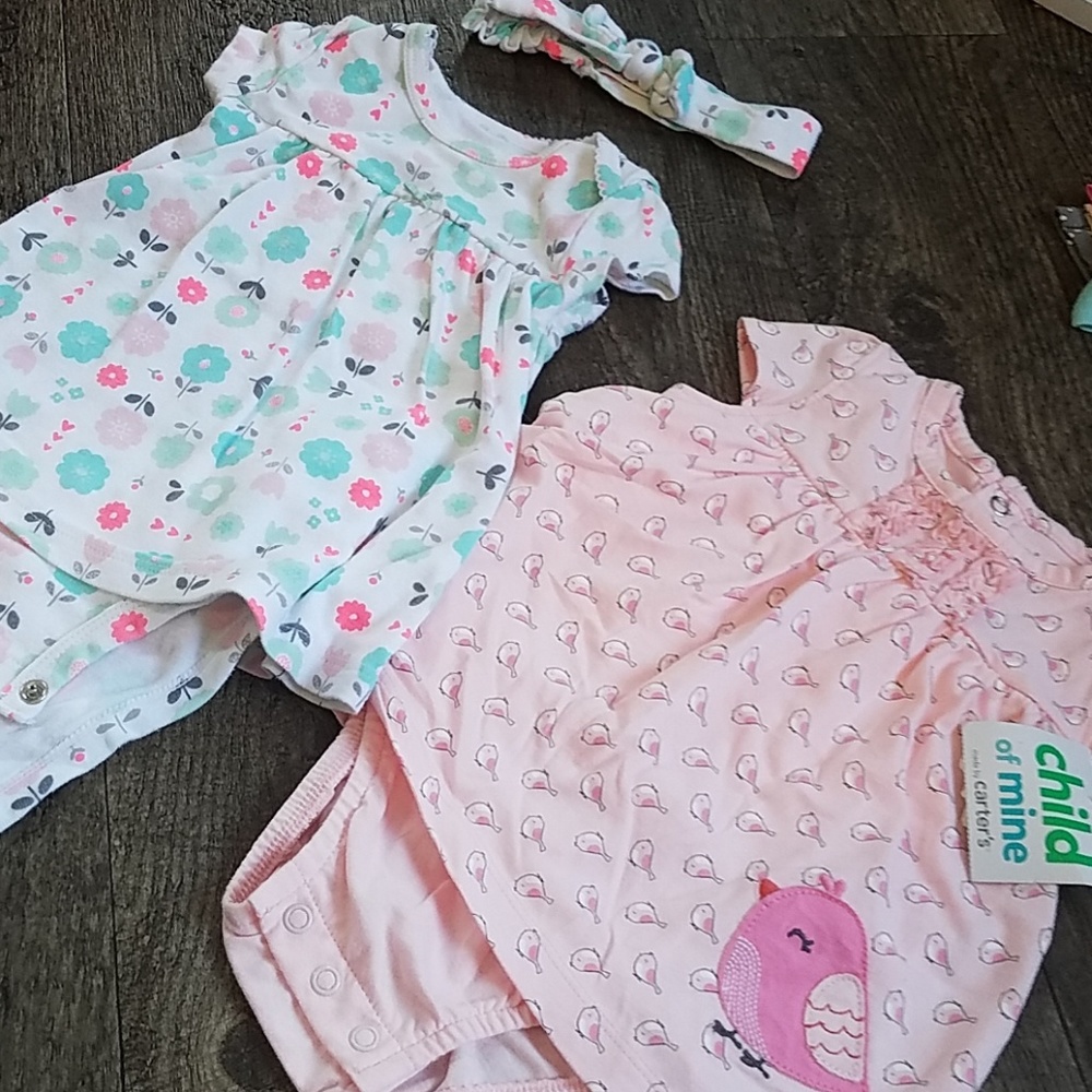(2) 6-9 Month Child of Mine Dress Top Onsies